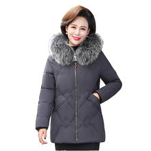 Parker down jacket women short middle old aged 2020 new women's winter large size loose thicken hooded white duck down jackets 2024 - buy cheap