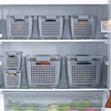 Caixa de plástico para armazenamento, cesta multifuncional para lavagem de frutas e vegetais, cesta de cozinha para geladeira, caixa para preservação de alimentos 2024 - compre barato