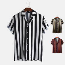 Striped Short Sleeve Shirt Men's Clothing Fashion Streetwear Turn-down Collar Button Shirt for Men Casual 2022 Summer 2024 - buy cheap