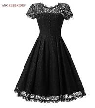 ANGELSBRIDEP Black Short Homecoming Dresses 2021 Sheer Neck lace Design Vestidos De Festa Graduation Formal Party Gowns HOT 2024 - buy cheap