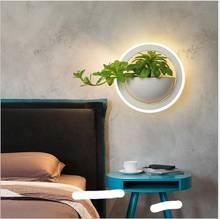 Lámpara de pared led nórdica para dormitorio, luz de mesita de noche, moderna, minimalista, creativa, de planta verde, decorativa para pasillo 2024 - compra barato