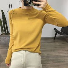 Hevestido 2019 suéter casual de outono cor sólida feminino, pulôver de malha estilo coreano feminino de manga comprida ol, gola redonda, blusa de jumper 2024 - compre barato