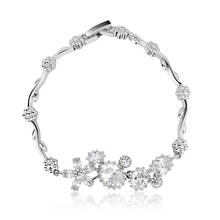 COCOM Trendy Girls Flowers Bridal Bangle Bracelet with High Quality CZ Crystals Bride Wedding Accessories Party Gift for Women 2024 - buy cheap