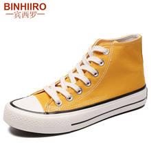 BINHIIRO High Quality Canvas Shoes Breathable Fashion Lovers Vulcanized Shoes Classic Retro Yellow Men's High-top Canvas Shoes 2024 - buy cheap