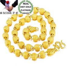 OMHXFC Wholesale European Fashion Man Male Party Wedding Gift Long 60 65cm Dragon Beads Tube Real 24KT Gold Chain Necklace NL24 2024 - buy cheap