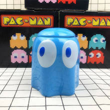 Новинка, кружка Pacman 320 мл с крышкой, керамическая кружка, чашка для молока, кофе, чая, красная/желтая/синяя, тематическая игра, мультяшная чашка для выражений, подарок для детей 2024 - купить недорого
