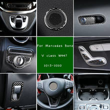Carbon Fiber Style Interior Moulding Trim Door Panel Gear Shift Glass Lift For Mercedes Benz V Class W447 V250 V260 2015-2020 2024 - buy cheap