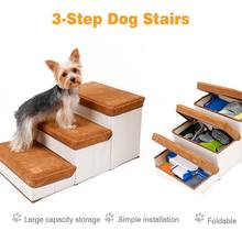 Escada dobrável de animais de estimação, estilo de armazenamento em 3 passos, escada interna de animais de estimação, rampa, escada para cama de cachorro cachorros, caixa de armazenamento 2024 - compre barato