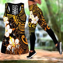 Pohnpei-Leggings con estampado 3D de flores de tortuga para mujer, top sin mangas, elástico, Sexy, DDK42 2024 - compra barato