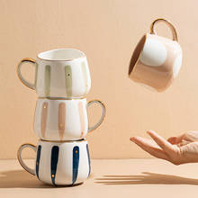 Caneca nórdica de café 380ml, xícara de café com cabo em cerâmica, presente de natal para amigos, formato de suco e leite 2024 - compre barato