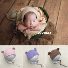Dvotinst Newborn Baby Photography Props Soft Knit Cute Animal Bonnet Hat Wool Fotografia Accessorio Studio Shoot Photo Props 2024 - buy cheap
