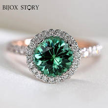 Bijox história moda encantos 925 anel de prata esterlina com em forma redonda esmeralda pedra preciosa jóias para festa de casamento feminino atacado 2024 - compre barato