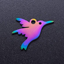 5pcs/lot 100% Stainless Steel 13x15 Hummingbird  diy Charms With Rainbow Plated Wholesale Never Rust Dropshipping 2024 - buy cheap