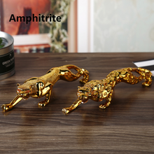 Leopard Gold Statue Resin Modern Sculpture Animal House Home Decoration Accessories Leopard Tamer Car 2024 - buy cheap