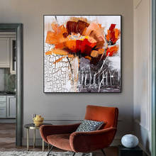 Pintura al óleo de Flor naranja, lienzo de pintura, póster impreso, arte de pared, imagen para sala de estar, decoración del hogar sin marco 2024 - compra barato