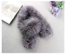 100cm Fashion Style Women Real Silver Fox Fur Collar Winter Warm Natural Fur Scarf Top Quality Shawl 2024 - buy cheap