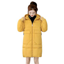 Abrigo holgado de algodón para mujer, Parkas largas y gruesas con capucha, moda coreana, color amarillo, JD940, novedad de otoño, 2020 2024 - compra barato