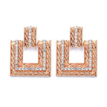 Gold Geometric Square ZA Earrings Women Punk Statement Earrings Jewelry Female Inlay Rhinestone Vintage Indian Drop Earrings 2024 - buy cheap