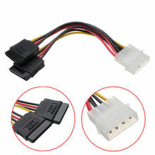 1x serial ata sata 4 pinos ide molex para 2x15 pinos cabo adaptador de alimentação hdd 2024 - compre barato