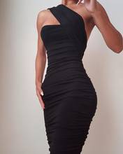 Vestido Bandage para mujer, Sexy, elegante, para fiesta de la pasarela, un hombro, sin mangas, fruncido, Bodycon 2024 - compra barato