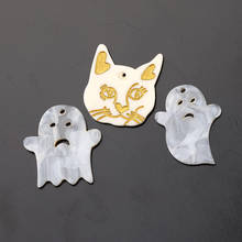 5 pçs bonito gato esfrega fantasma acrílico brinco encantos diy halloween jóias descobertas artesanal pulseira chaveiro colar pingente fazer 2024 - compre barato