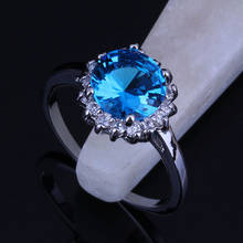 Love Monologue Aesthetic Round Blue Sky Crystal Cubic Zirconia Rings Silver Color Rings for Women Jewelry J0213 2024 - buy cheap