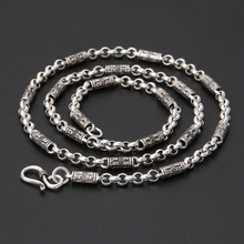 Collar clásico de plata de ley S925 para hombre y mujer, cadena de seis caracteres, Mantra, Plata tailandesa, hebilla redonda, 4,5mm 2024 - compra barato