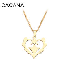 CACANA Stainless Steel Necklace For Women Flower Heart Hollw Choker Pendant Necklace Engagement Jewelry 2024 - buy cheap
