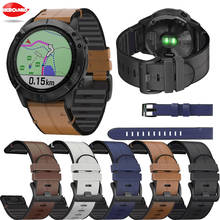 Correa de reloj de 22 y 26mm para Garmin Fenix 6 6X Pro 5 5X Plus 3HR 935 945 S60, pulsera de silicona, cuero genuino 2024 - compra barato