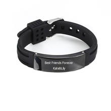 Silicone Men's Bracelets Custom Engraving DIY Adjustable Length Wristband Personalize Bracelet Gift for BFF Him 2024 - buy cheap