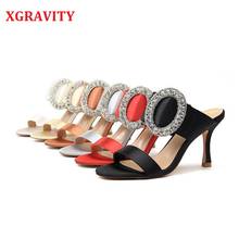 XGRAVITY New Lady Crystal Silk Fashion Thin High Heel Ladies Sandals Sexy Women Party Shoes Elegant Bridal Evening Shoes A243 2024 - buy cheap