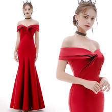 Vestido largo De noche rojo/champán con hombros descubiertos, vestido elegante De fiesta De graduación, Túnica De Dubái, novedad De 2020 2024 - compra barato
