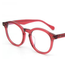 Gafas ópticas de acetato para hombre y mujer, anteojos con montura redonda Vintage, gafas graduadas para miopía, monturas transparentes, gafas rojas 2024 - compra barato