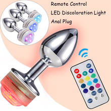 Remote Control LED Light-Emitting Base Anal Plug Metal Dildo Butt Plug G-Spot Prostate Massager Anus Expander Unisex Sex Toys 2024 - buy cheap