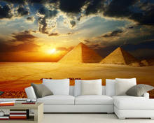 Papel de parede Egyptian pyramids and camels at sunset 3d wallpaper,living room sofa tv wall bedroom restaurant bar mural 2024 - buy cheap