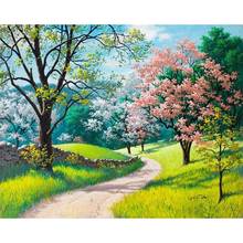 Oil painting By Number Scenery Wall Art Spring Squre Kits Canvas pictures By Number Handpainted Coloring Drawing Home Decor Gift 2024 - buy cheap