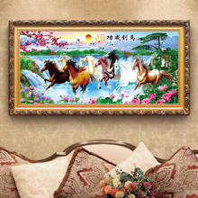 The sun rises when the horse reaches success Cross Stitch Kits Embroidery Cotton Thread DIY Needlework 11CT landscape painting 2024 - buy cheap