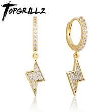 TOPGRILLZ Fashion Lightning Dangling Earrings Iced Out Micro Pave Cubic Zirconia Hip Hop Charm Jewelry Gift For Women Punk Style 2024 - buy cheap
