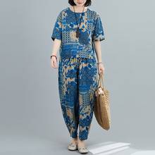 Conjunto de roupas tradicionais chineses, "2020, mulher, estampa retrô, algodão, manga longa, hanfu, mulheres, elegante, oriental, tang, conjunto" 10507 2024 - compre barato