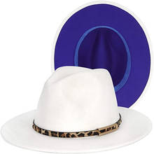 Sombrero de Panamá de ala ancha clásico, Fedora de fieltro de lana de retales, azul y blanco, Simple, Unisex, de algodón y poliéster, venta al por mayor 2024 - compra barato