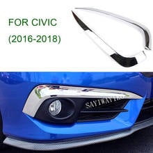 Para honda civic sedan coupe 2016-2019 frente chrome luz de nevoeiro lâmpada foglight sobrancelha pára capa guarnição moldagem estilo do carro 2024 - compre barato