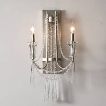 Luminária de parede de cristal moderno, arandela de prata escovada, iluminação para decoração de loft, quarto de hotel, restaurante, estilo nórdico