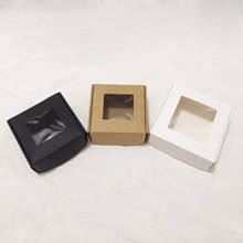 20pcs/lot paper card Box,square black Kraft Paper Packing Box,white small soap carton Box with pvc window 7.5x7.5x3cm gift box 2024 - buy cheap
