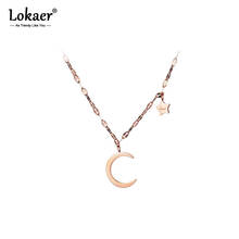 Lokaer Classic Titanium Steel Moon & Stars Choker Pendant Neckalces Jewelry Lovely Chains Necklace For Women Girls Kolye N17041 2024 - buy cheap
