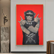 Modern Abstract Hip Hop Rapper Funny Tattoo Monkey Gorilla Animal Canvas Painting Posters and Prints for Living Room Home Decor 2024 - buy cheap