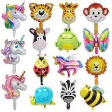 10pc/lot mini animal head lion tiger zebra giraffe aluminum foil helium balloon festival birthday theme party decoration balloon 2024 - buy cheap