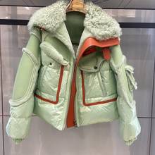 2021 New Winter Coat Women Real Fur Coat Genuine Sheepskin Leather And Fur Duck Down Outwear Motorcycle Jacket 2024 - buy cheap