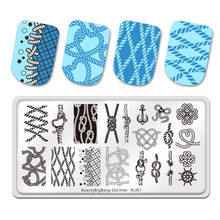 Beautybigbang placa para estampagem de unhas, modelo retangular em aço inoxidável com linhas de leopardo, corda geométrica para arte em unhas, impressora de imagem 2024 - compre barato