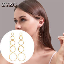ZYZQ Fashion Personality Multi-layer Circle Ttassel Earrings Long Style Exaggerated Circle Earrings 2024 - buy cheap