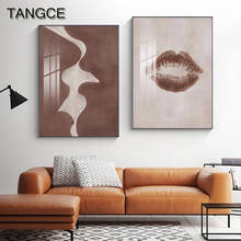 Nordic Kissing Canvas Poster Pink Wall Painting Lip Print Wall Art Pictures for Living Room Girl Bedroom Decoration Scandinavian 2024 - buy cheap